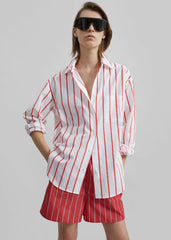 Lui Striped Cotton Shirt - White/Red Stripe