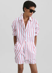 Lui Striped Cotton Shirt - White/Red Stripe