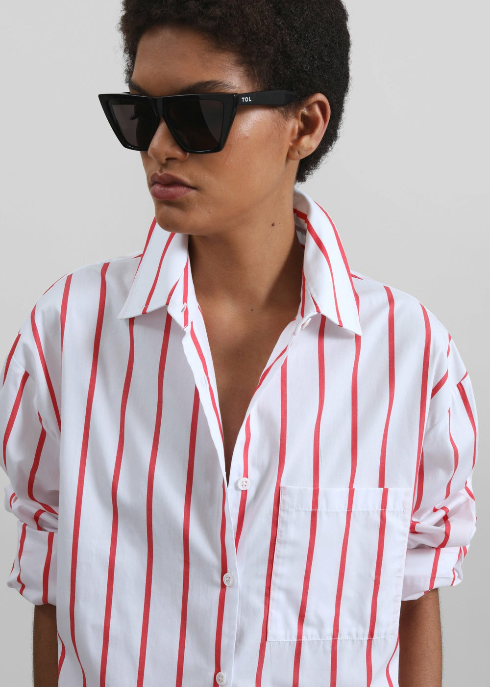 Lui Striped Cotton Shirt - White/Red Stripe