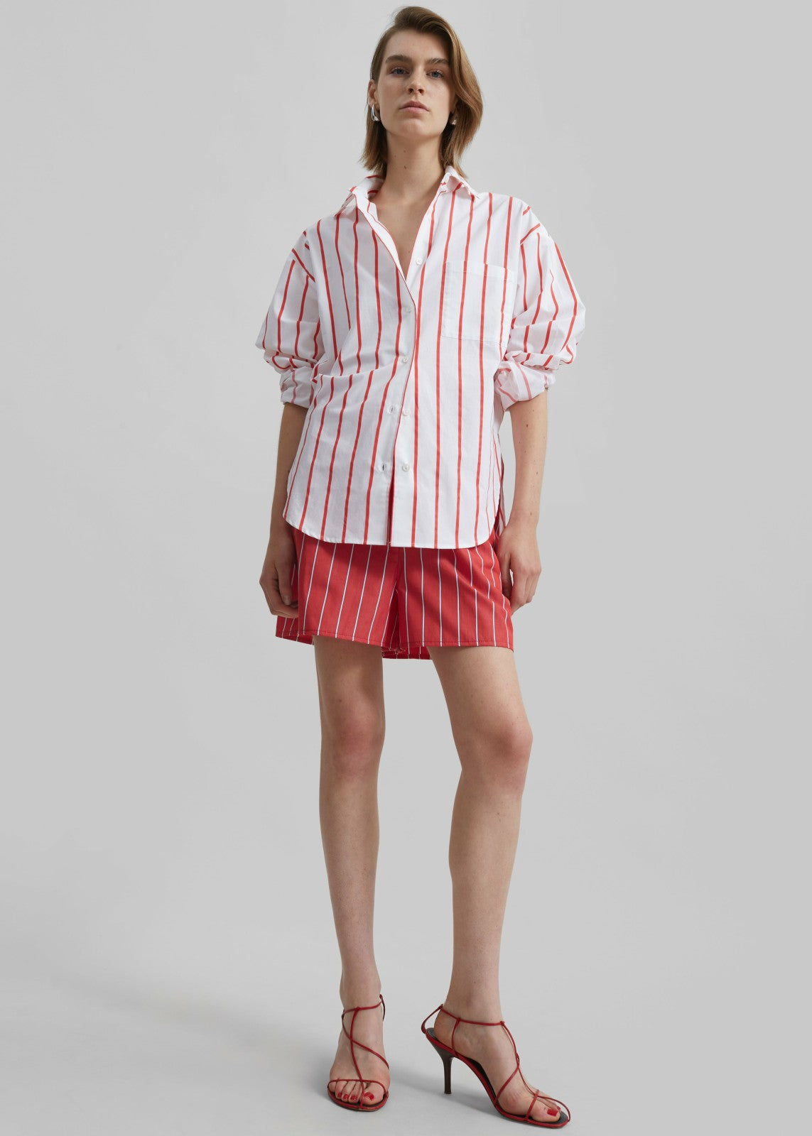 Lui Striped Cotton Shirt - White/Red Stripe