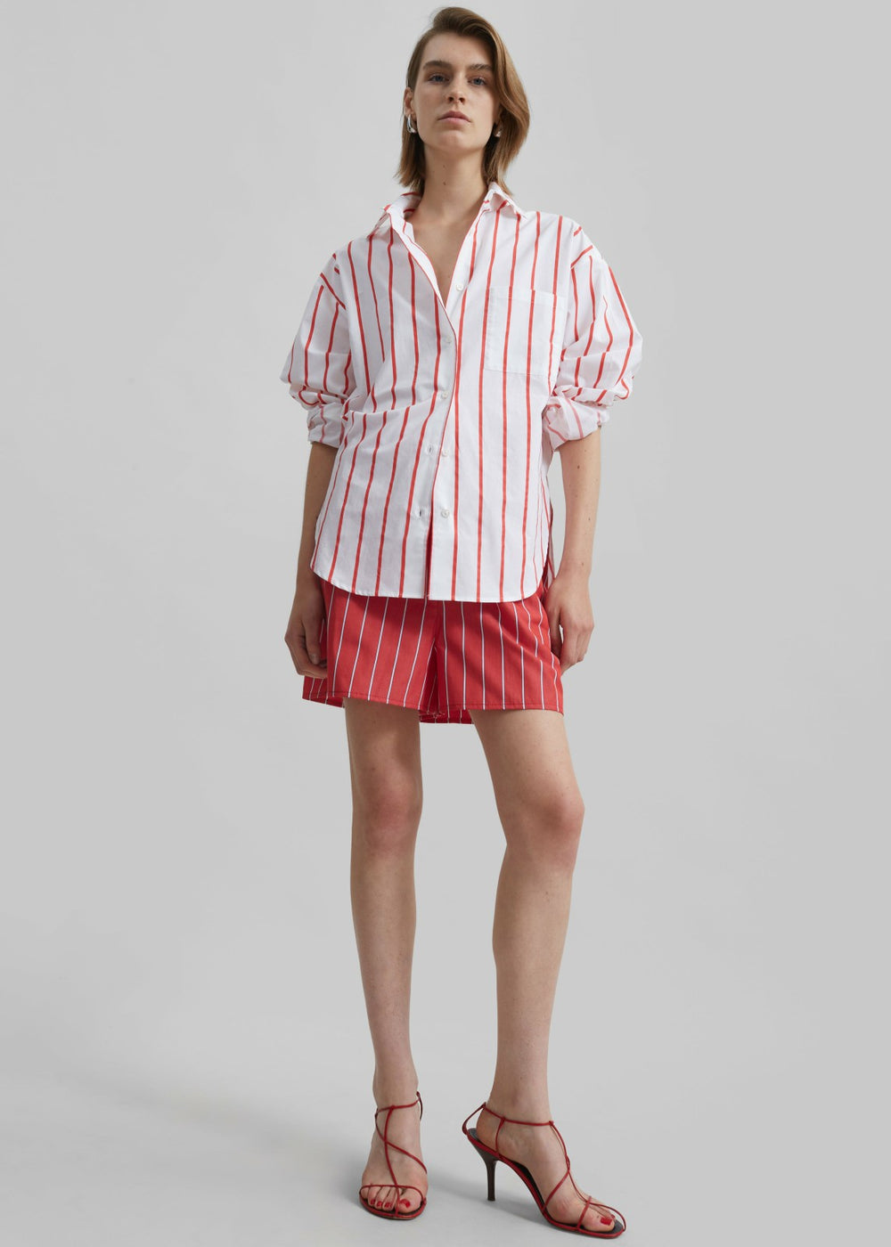 Lui Striped Cotton Shirt - White/Red Stripe