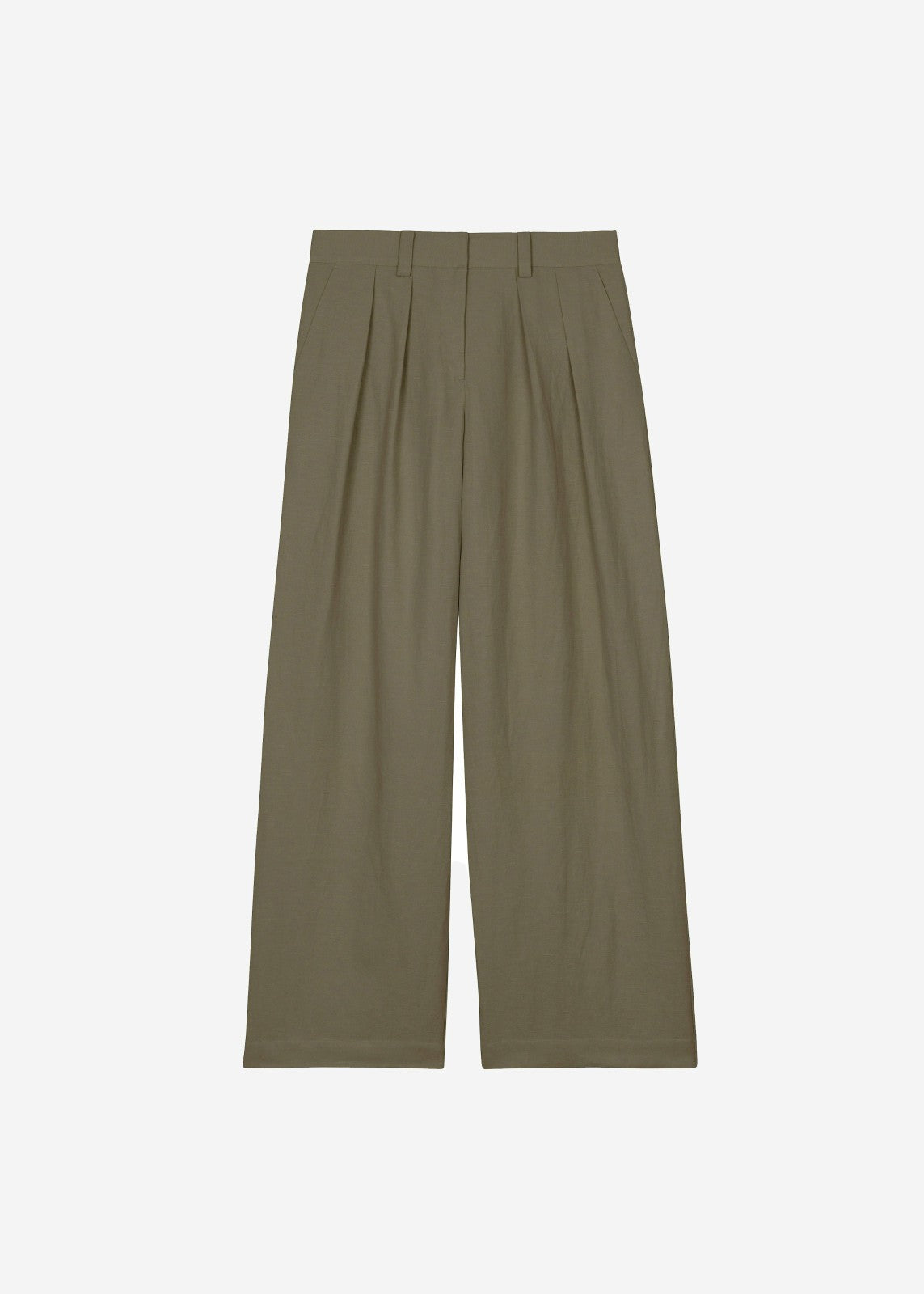 Daytona Pleated Linen Trousers - Khaki