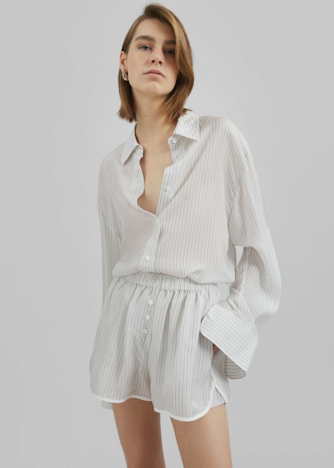 Peri Double Striped Shirt - White/Black Stripe