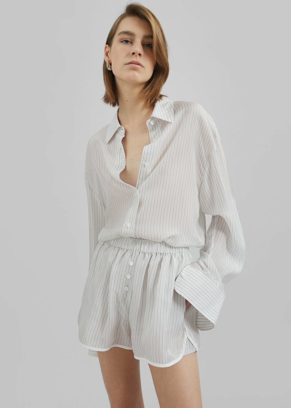 Peri Double Striped Shirt - White/Black Stripe
