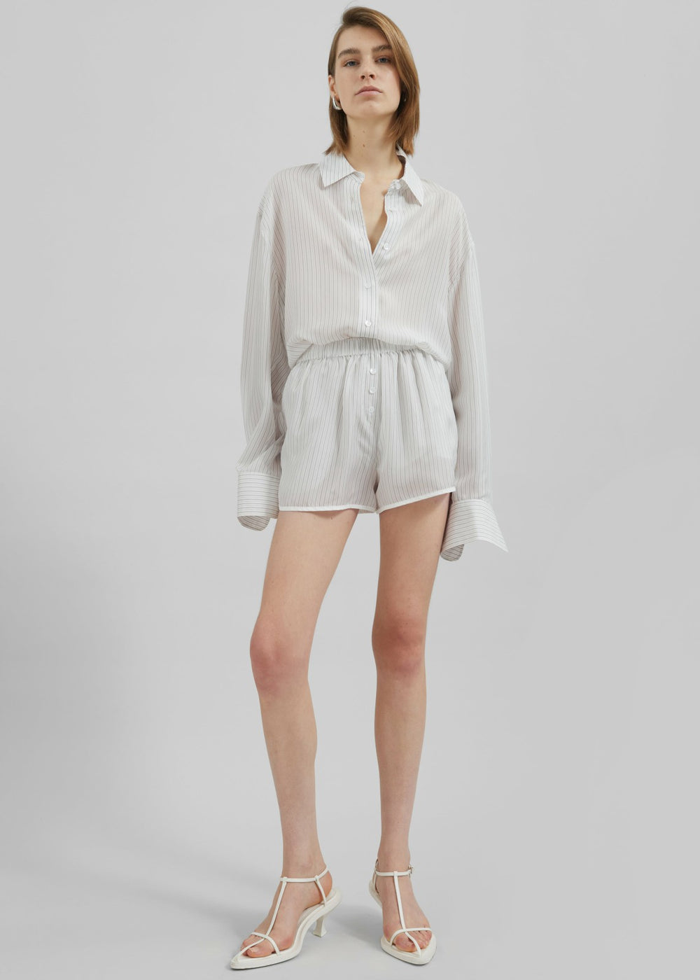 Peri Double Striped Shirt - White/Black Stripe