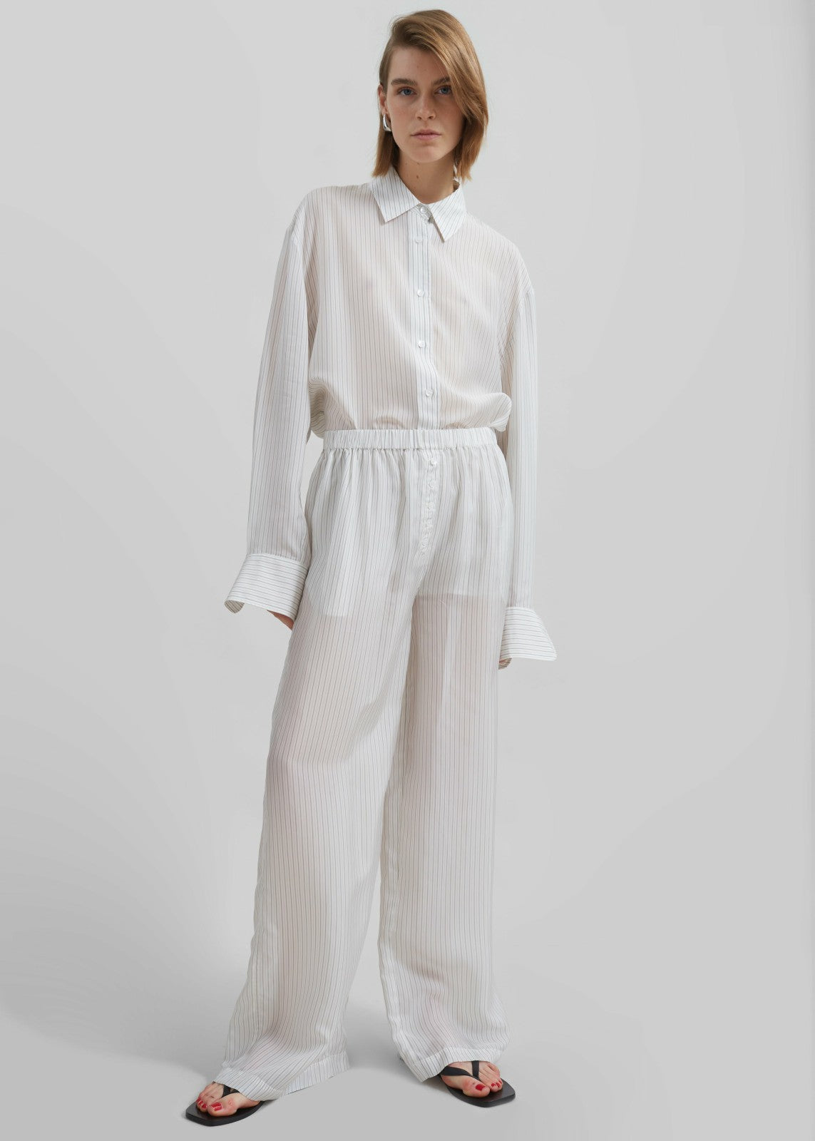 Peri Double Striped Shirt - White/Black Stripe
