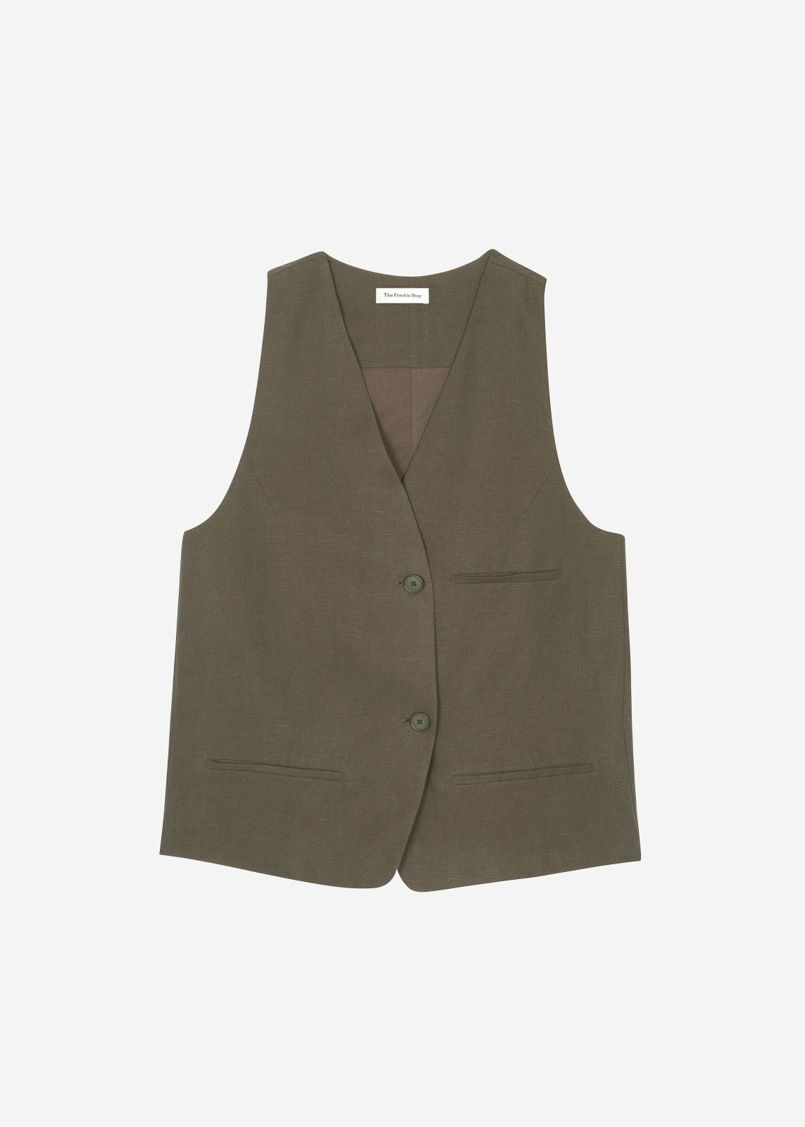 Melrose Linen Vest - Khaki