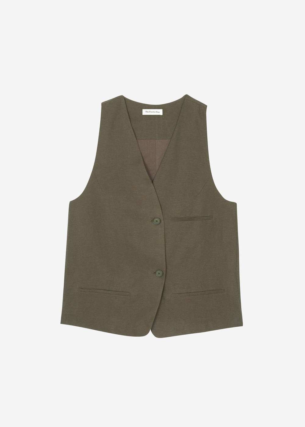 Melrose Linen Vest - Khaki