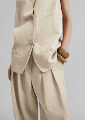 Melrose Linen Vest - Cement