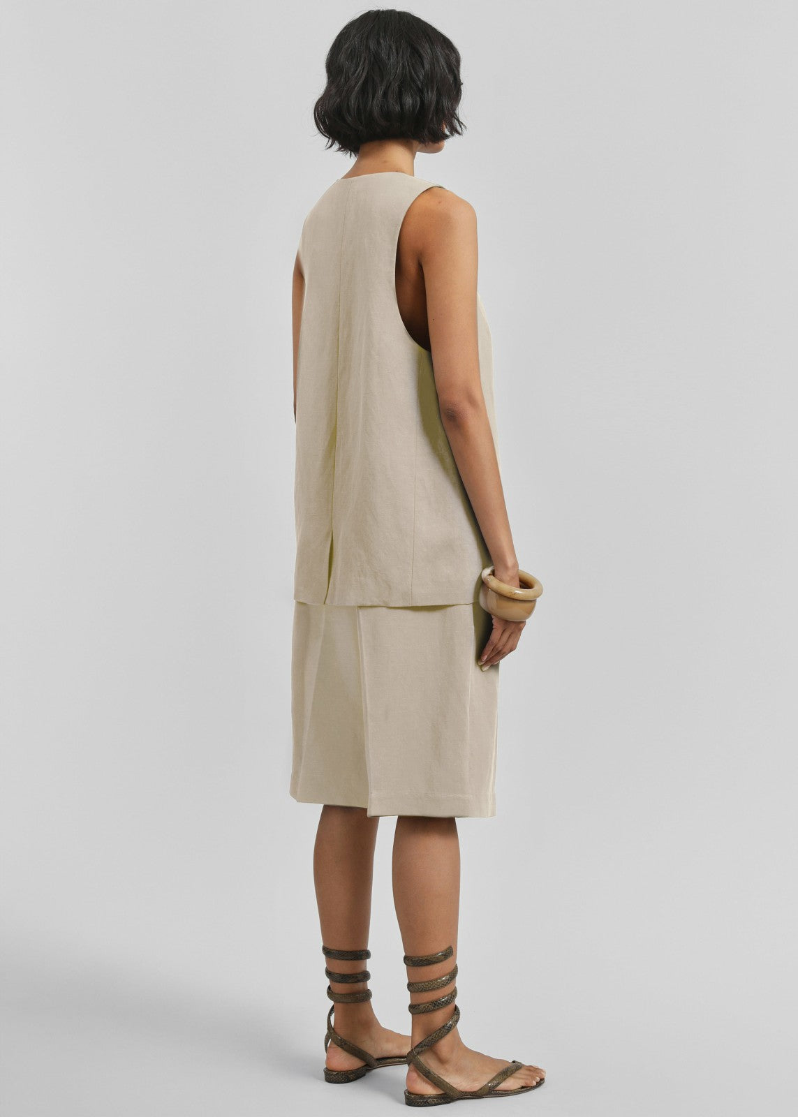 Melrose Linen Vest - Cement