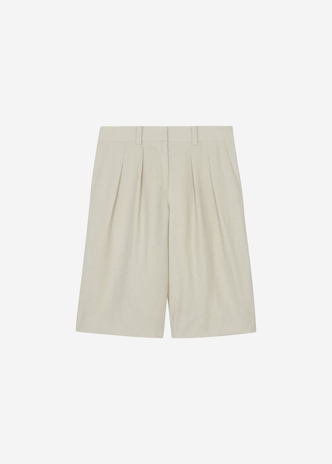 Bilbao Pleated Linen Bermuda Shorts - Cement