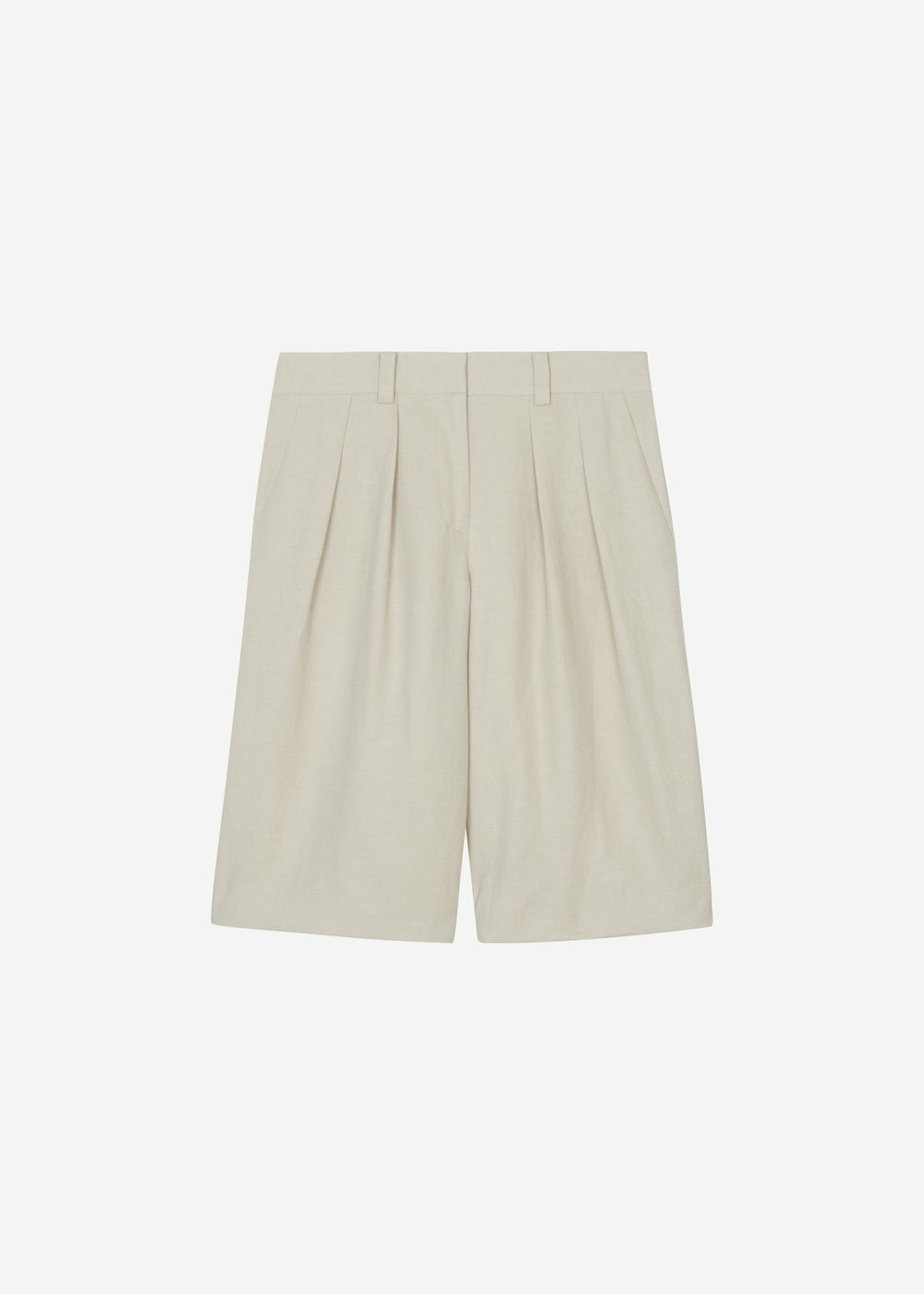 Bilbao Pleated Linen Bermuda Shorts - Cement