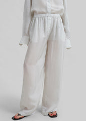 Brenna Double Striped Wide Pants - White/Black Stripe