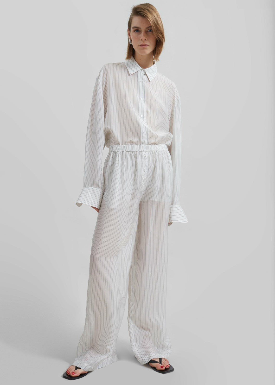 Brenna Double Striped Wide Pants - White/Black Stripe