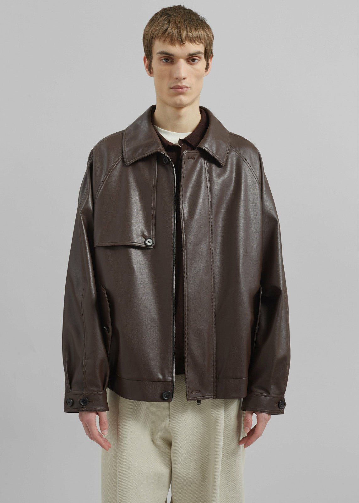 Roisin Faux Leather Jacket - Brown