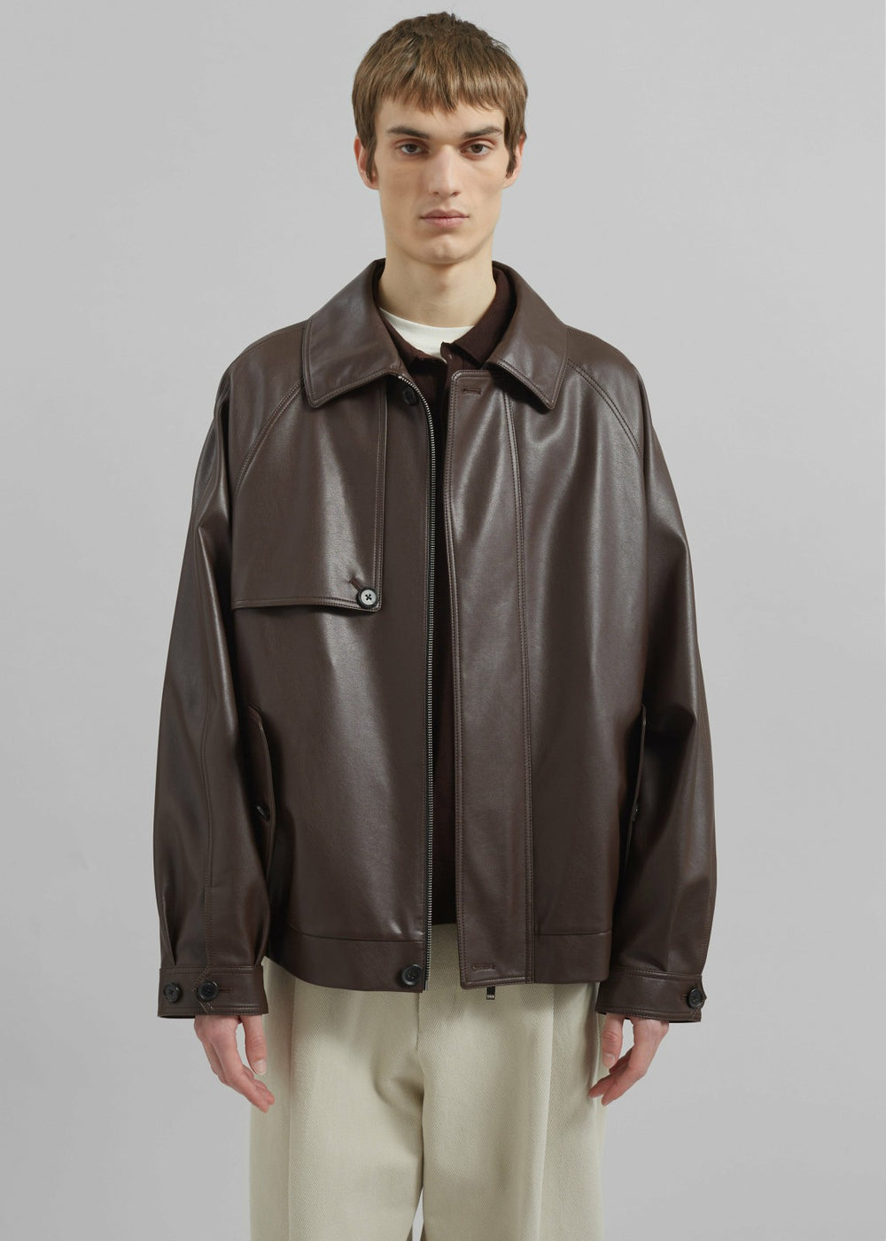 Roisin Faux Leather Jacket - Brown