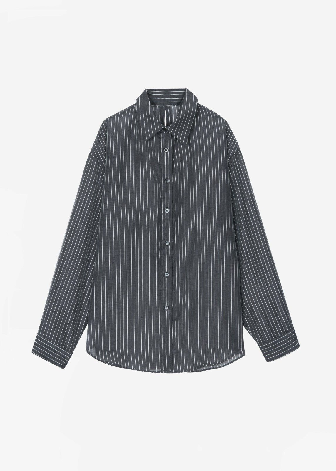 Kesin Open Back Shirt - Grey/White Stripe