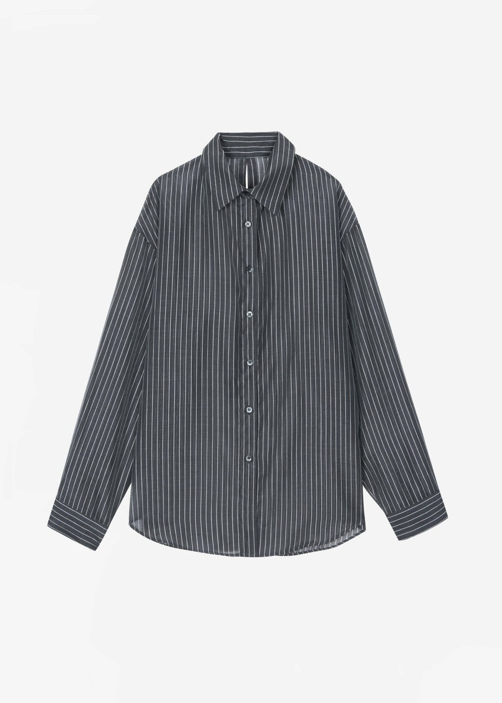 Kesin Open Back Shirt - Grey/White Stripe