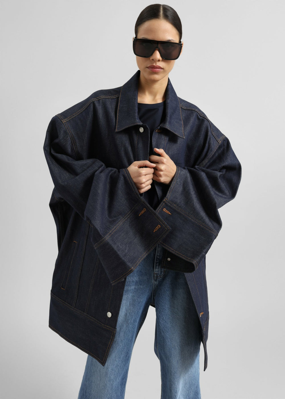 Leros Oversized Denim Jacket - Dark Wash