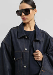 Leros Oversized Denim Jacket - Dark Wash
