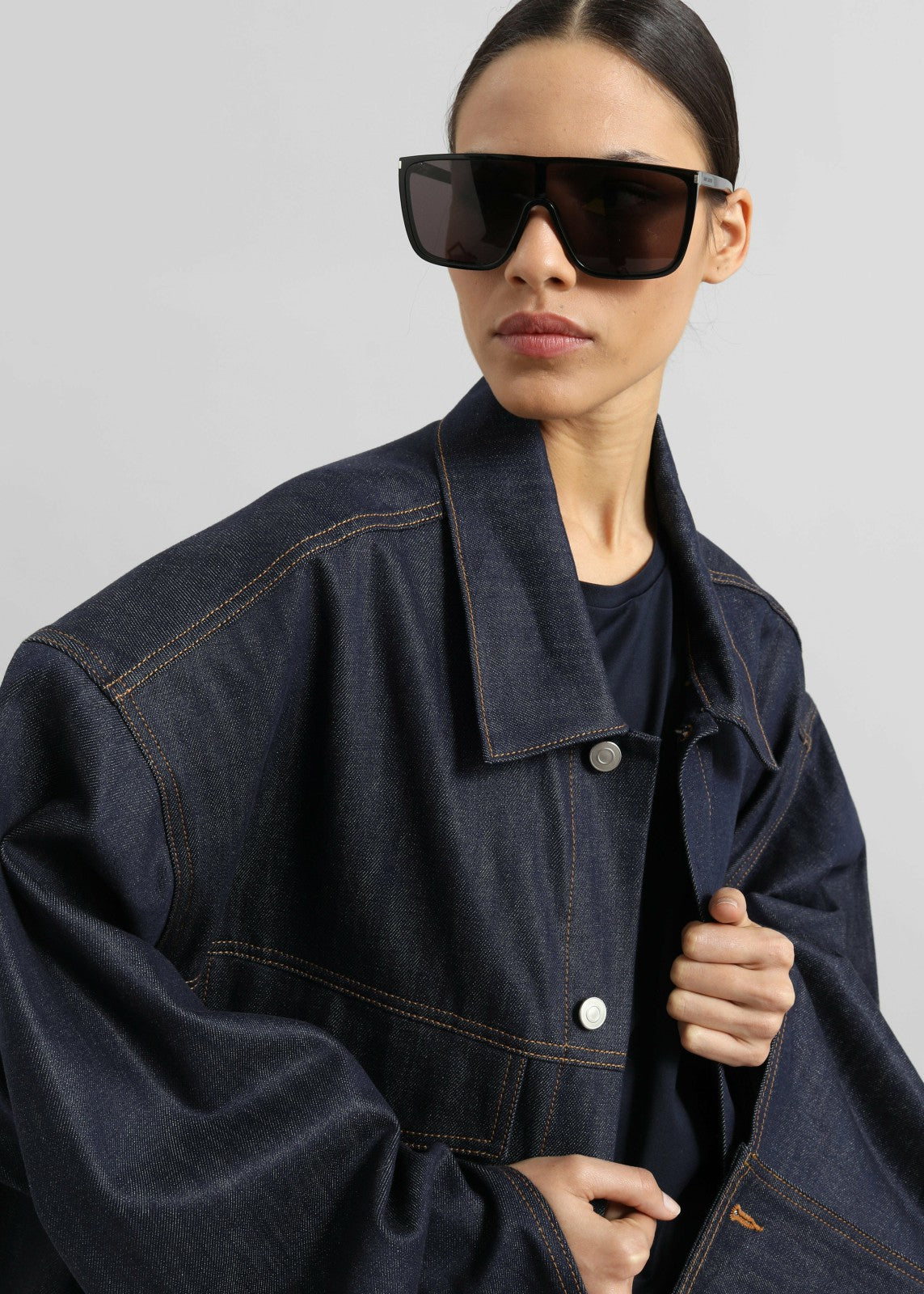 Leros Oversized Denim Jacket - Dark Wash