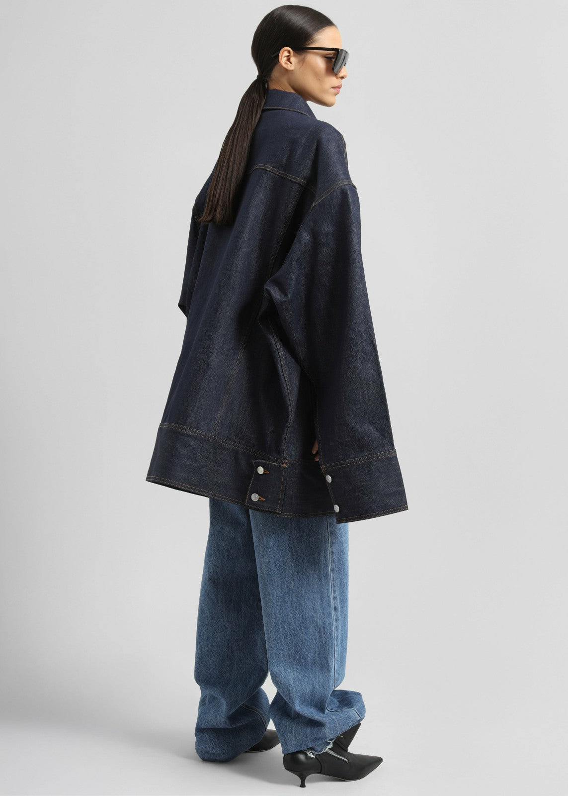 Leros Oversized Denim Jacket - Dark Wash