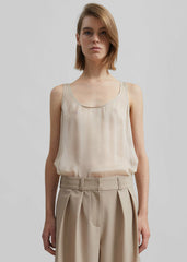 Oria Sheer Silk Chiffon Tank - Beige