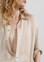 Oria Sheer Silk Chiffon Tank - Beige