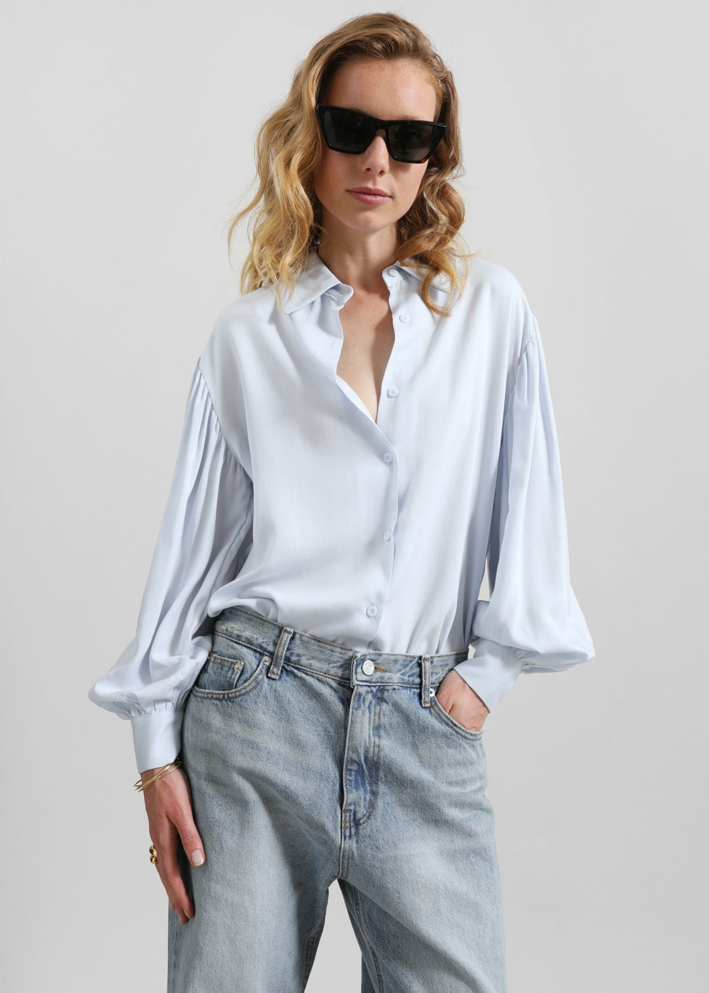 Azura Fluid Shirt - Sky Blue