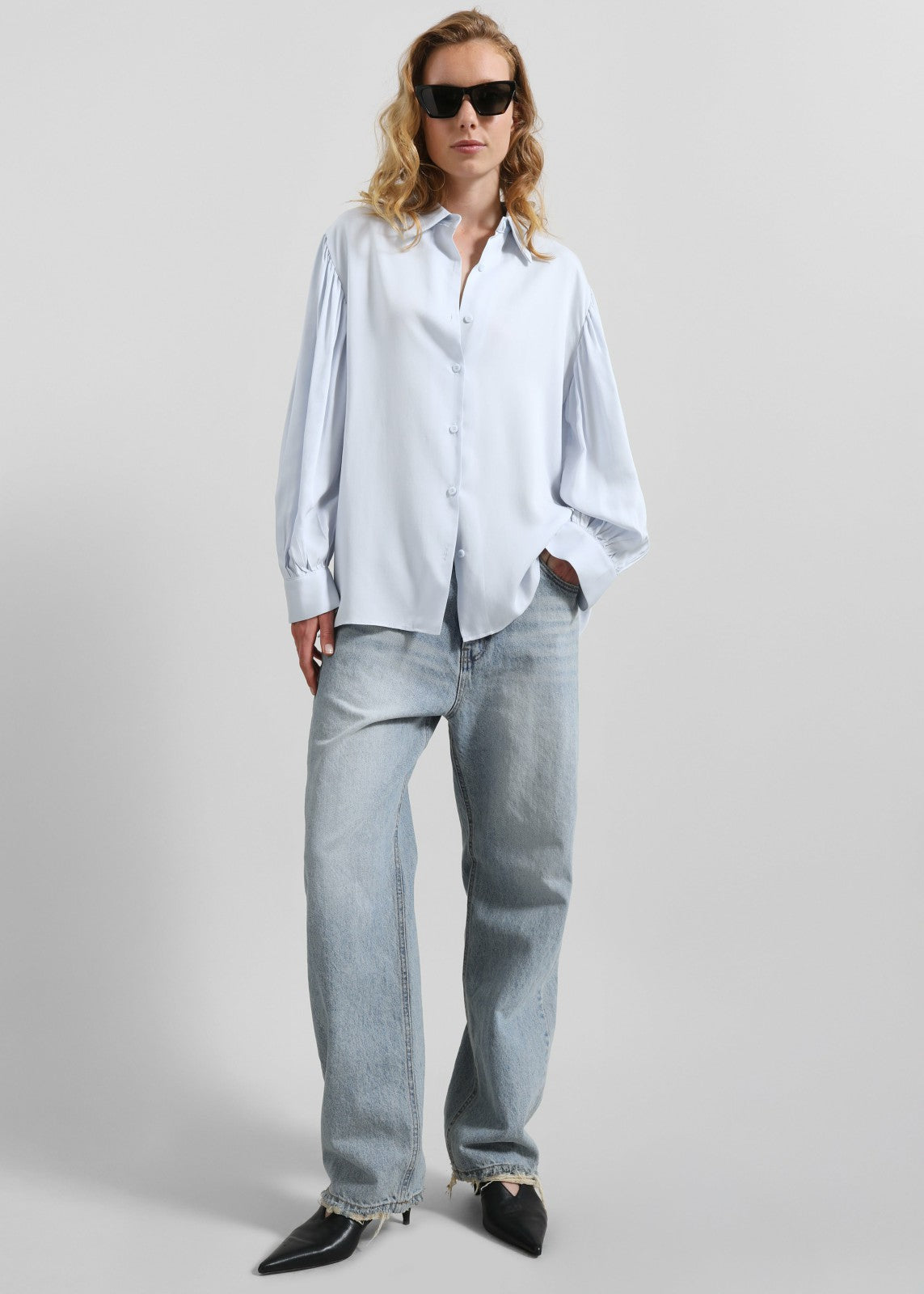 Azura Fluid Shirt - Sky Blue