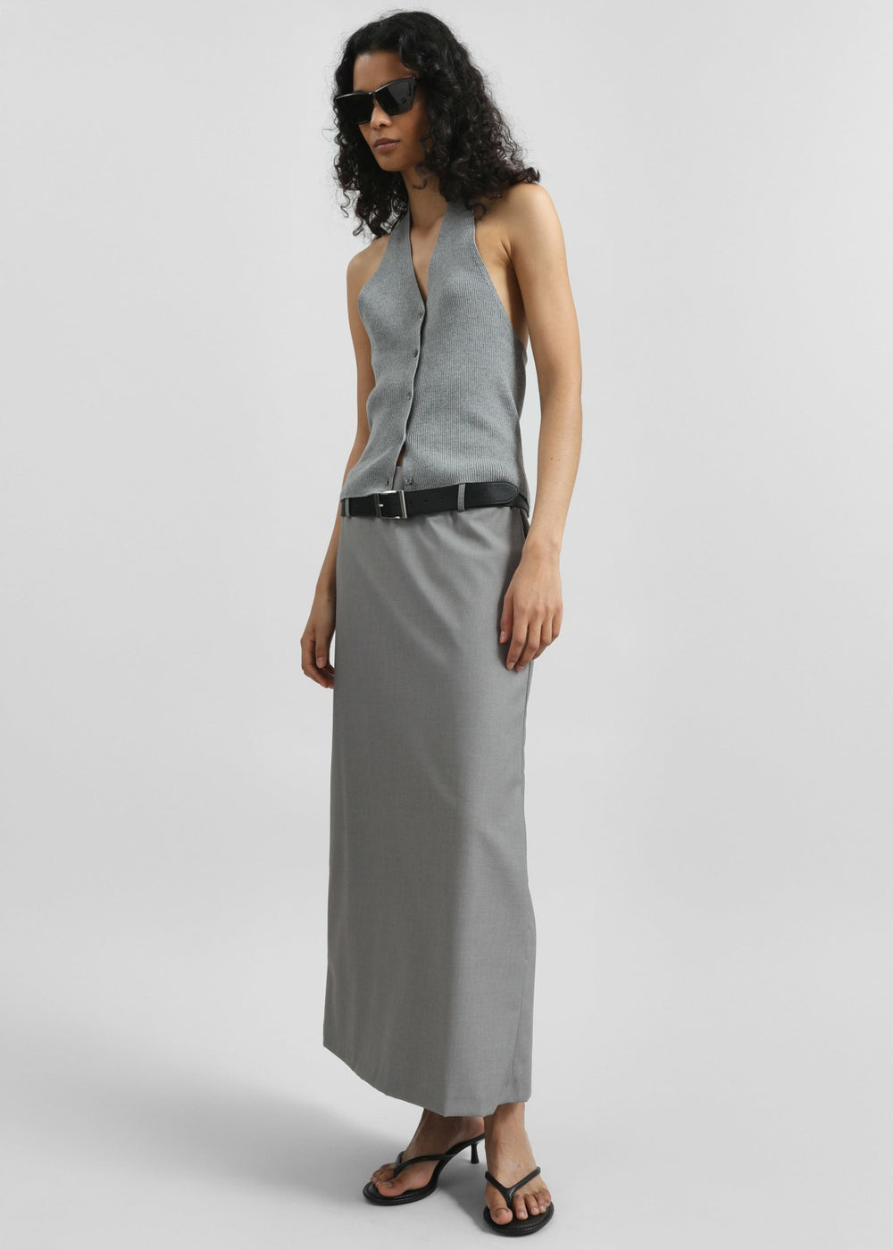 Himi Knit Halter Top - Grey