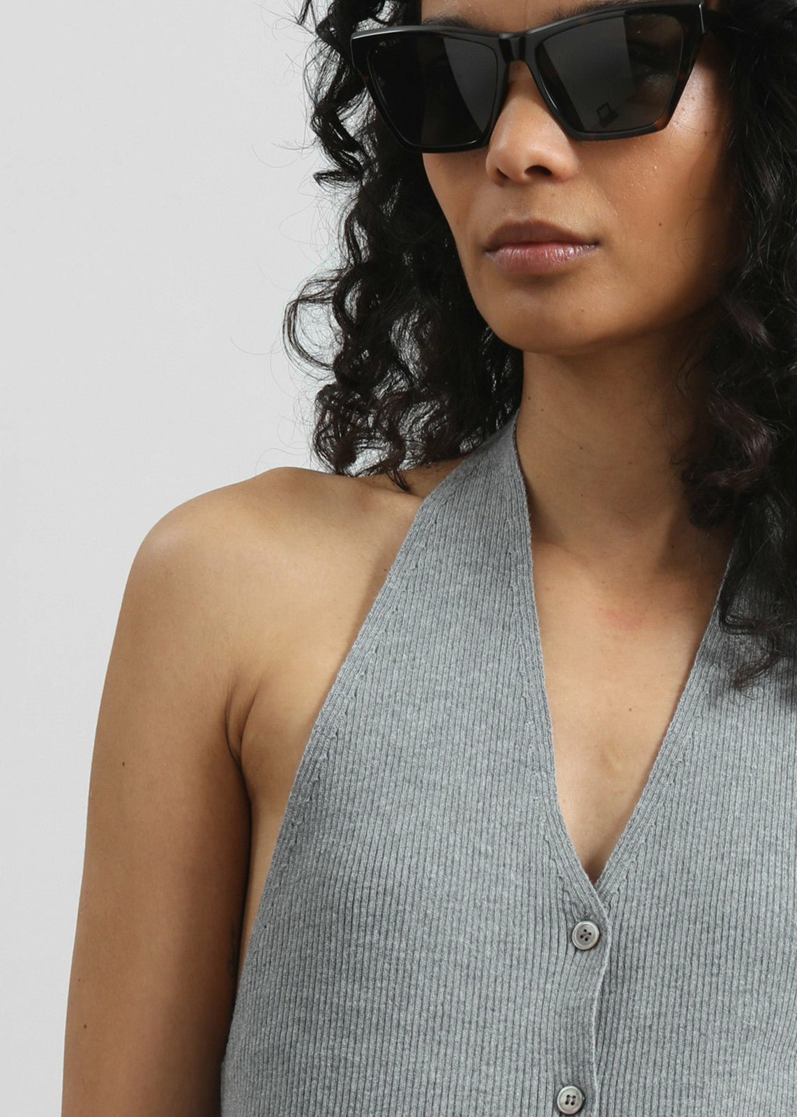 Himi Knit Halter Top - Grey
