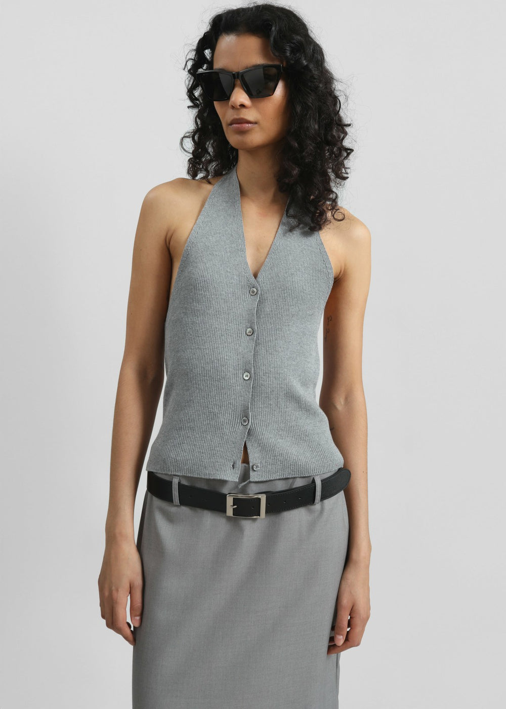 Himi Knit Halter Top - Grey