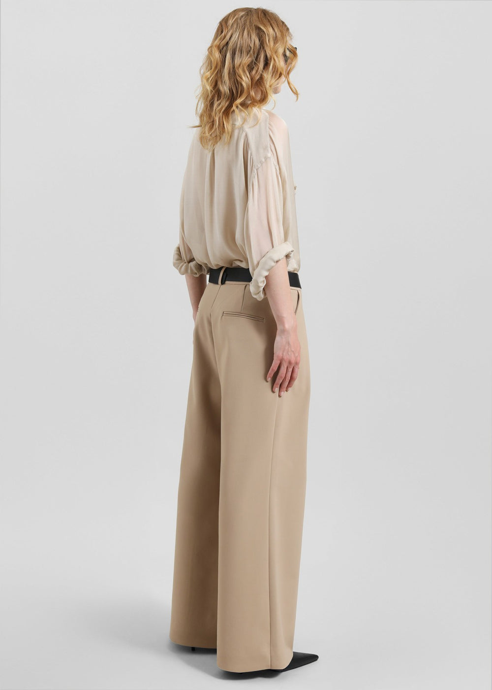 Oria Sheer Silk Chiffon Shirt - Beige