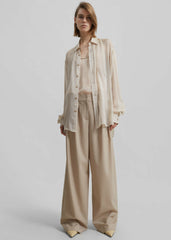 Oria Sheer Silk Chiffon Shirt - Beige