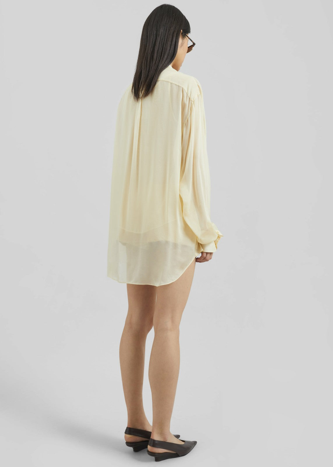 Oria Sheer Silk Chiffon Shirt - Pale Yellow