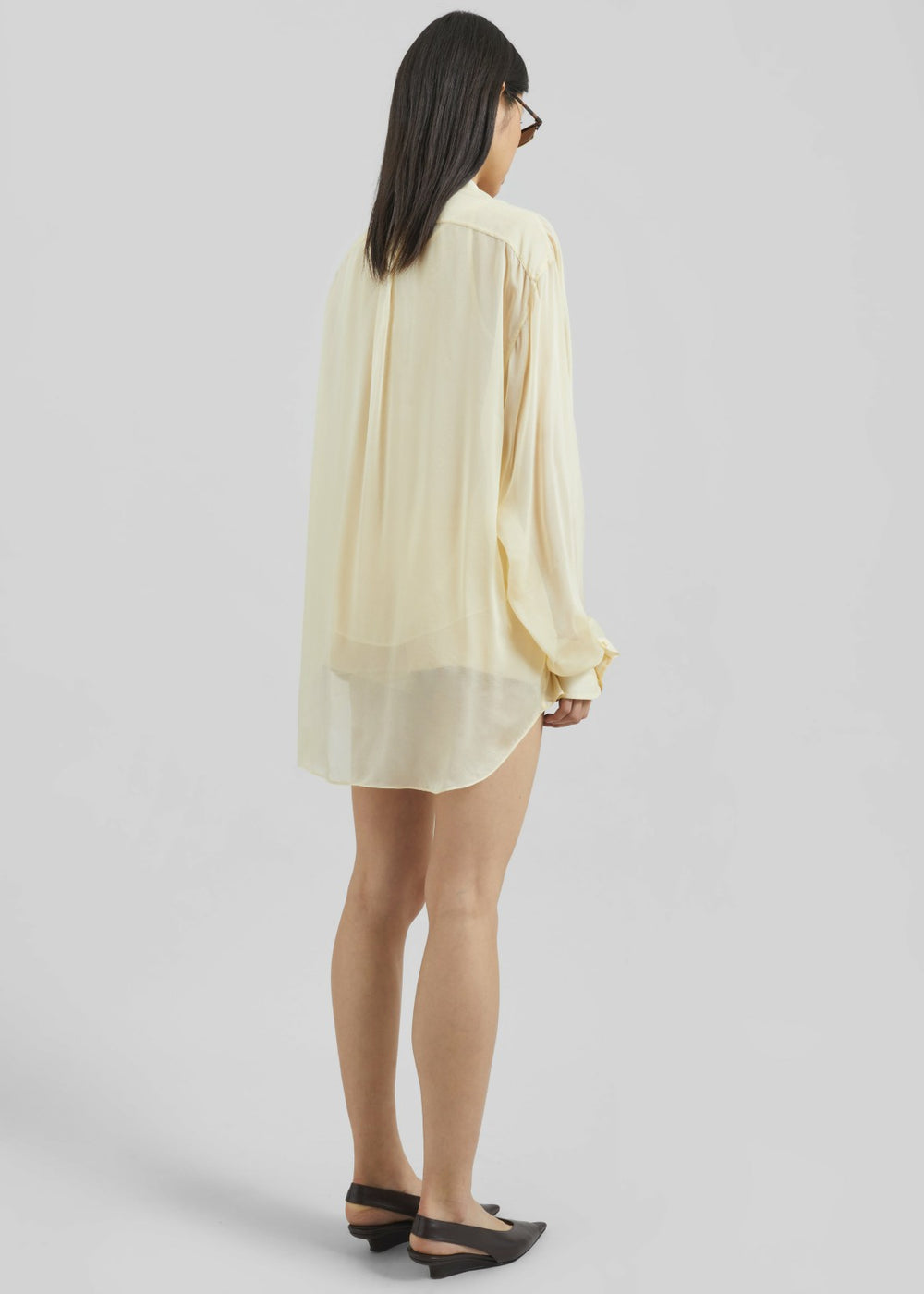 Oria Sheer Silk Chiffon Shirt - Pale Yellow