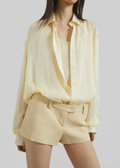 Oria Sheer Silk Chiffon Shirt - Pale Yellow
