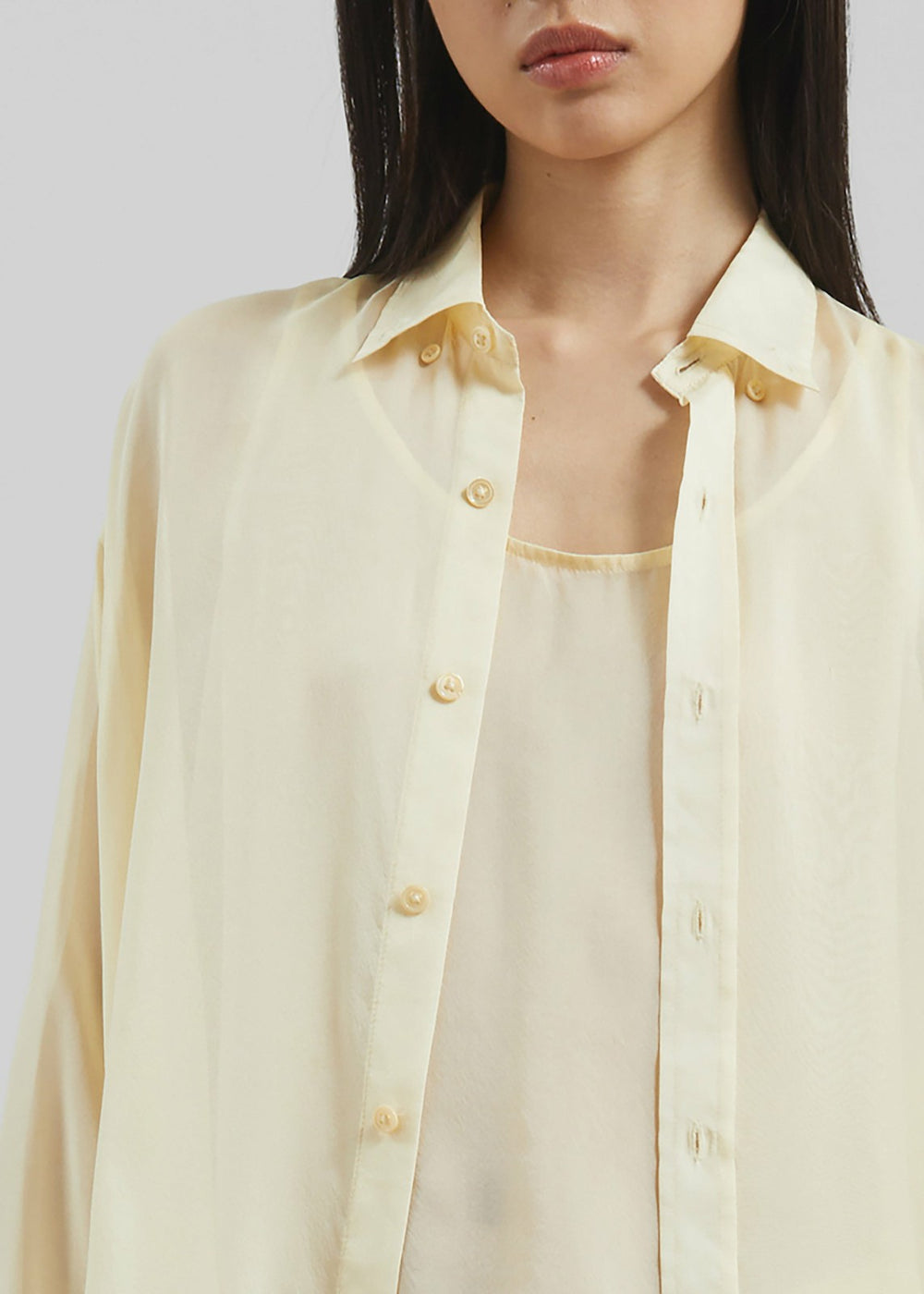 Oria Sheer Silk Chiffon Shirt - Pale Yellow