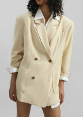 Juvay Double Breasted Blazer - Pale Yellow