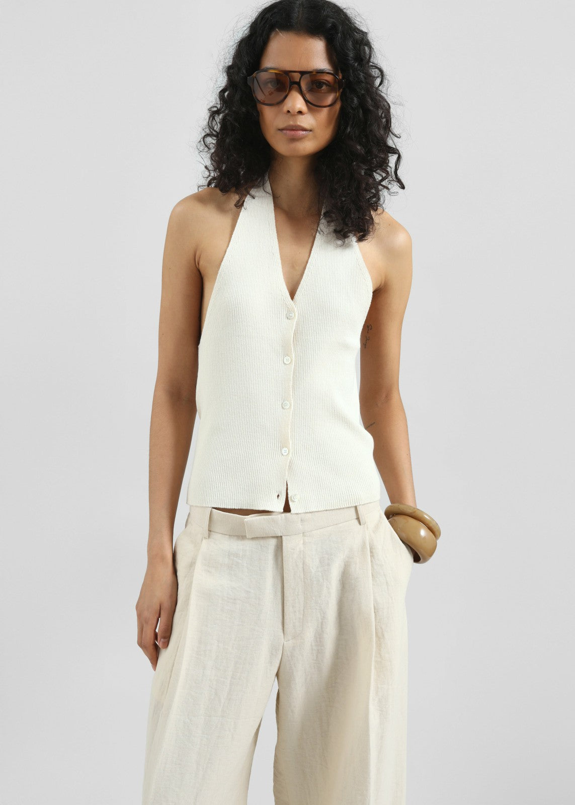 Himi Knit Halter Top - Cream