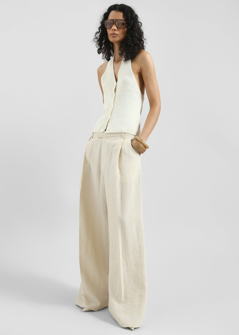 Himi Knit Halter Top - Cream
