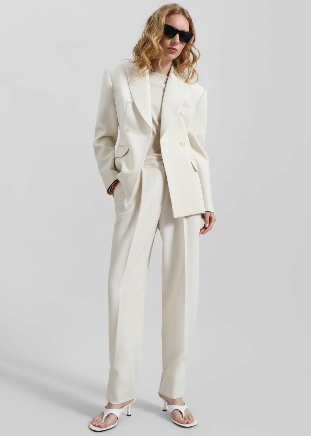 Dina Double Breasted Blazer - Cream