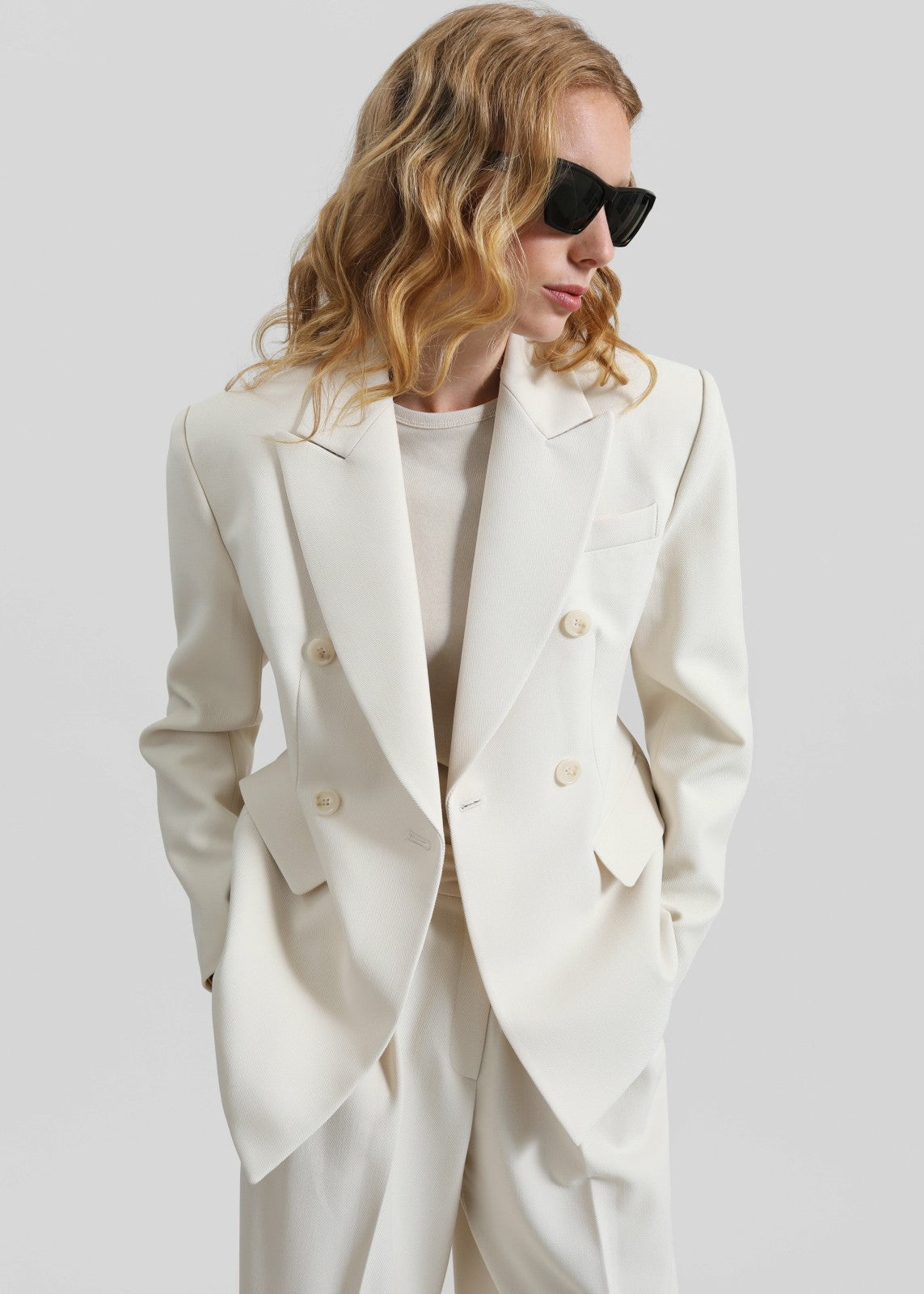 Dina Double Breasted Blazer - Cream