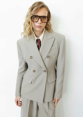 Dina Double Breasted Blazer - Light Taupe