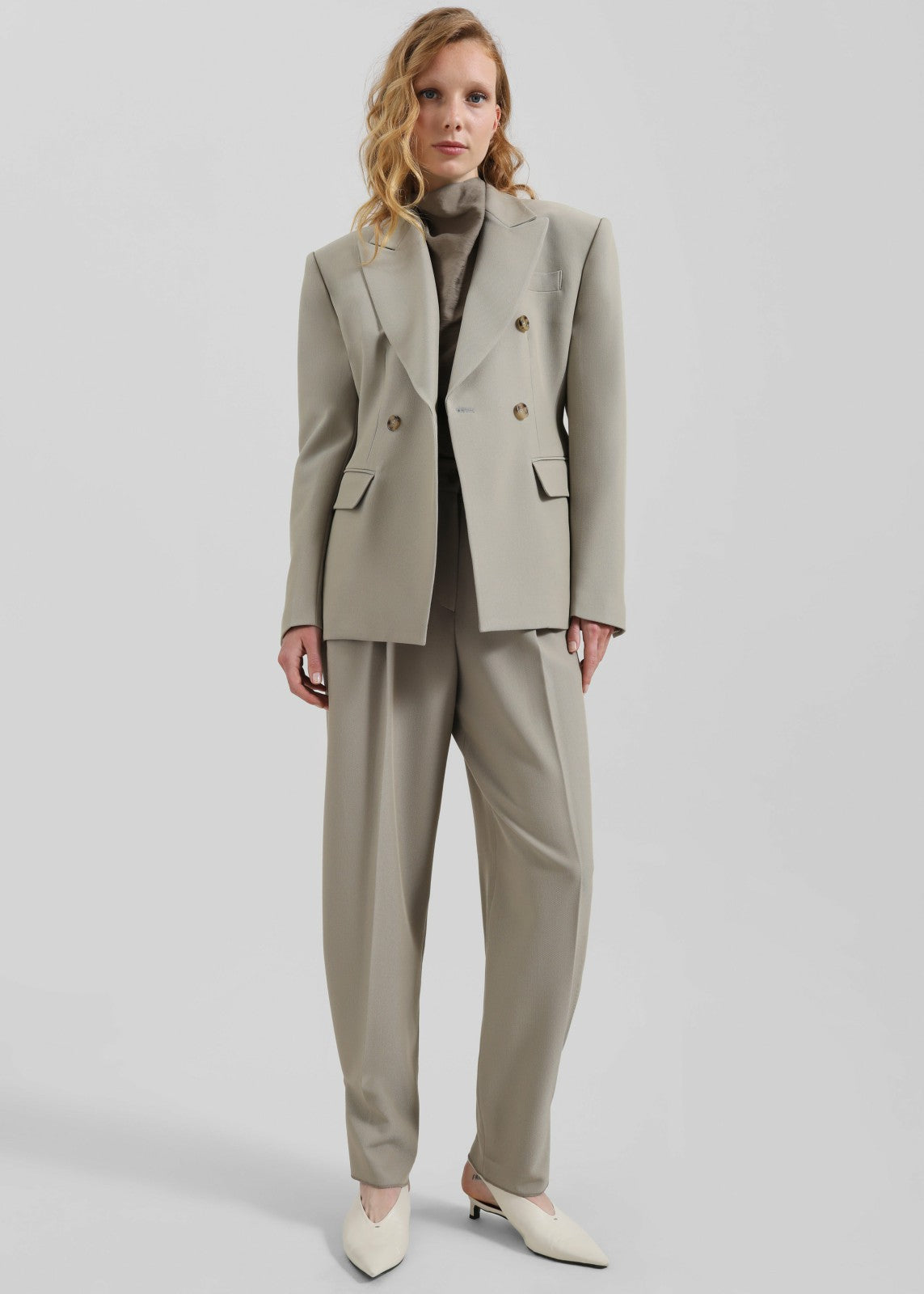 Dina Double Breasted Blazer - Light Taupe