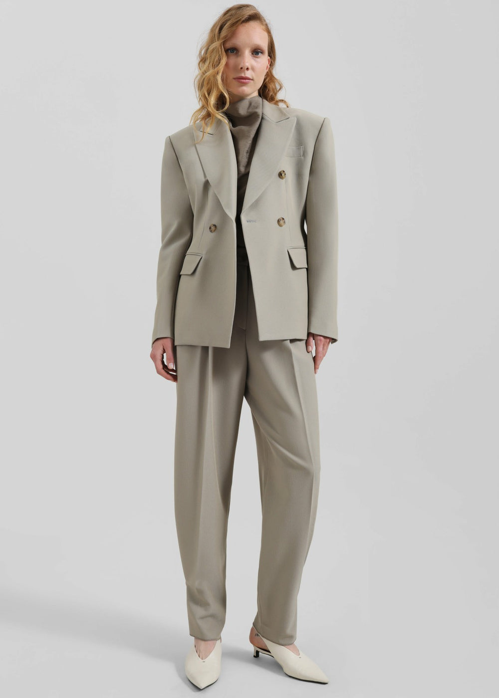 Dina Double Breasted Blazer - Light Taupe