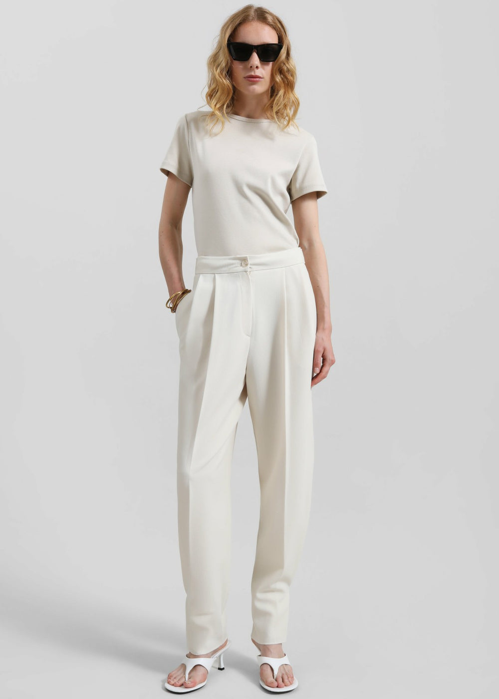 Dina Pleated Trousers - Cream