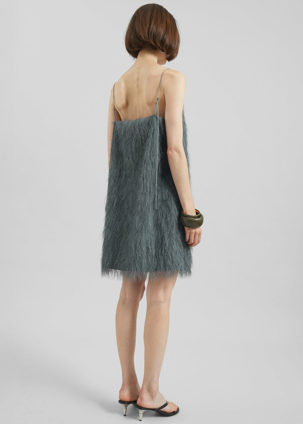 Biarritz Fringed Mini Dress - Storm Grey