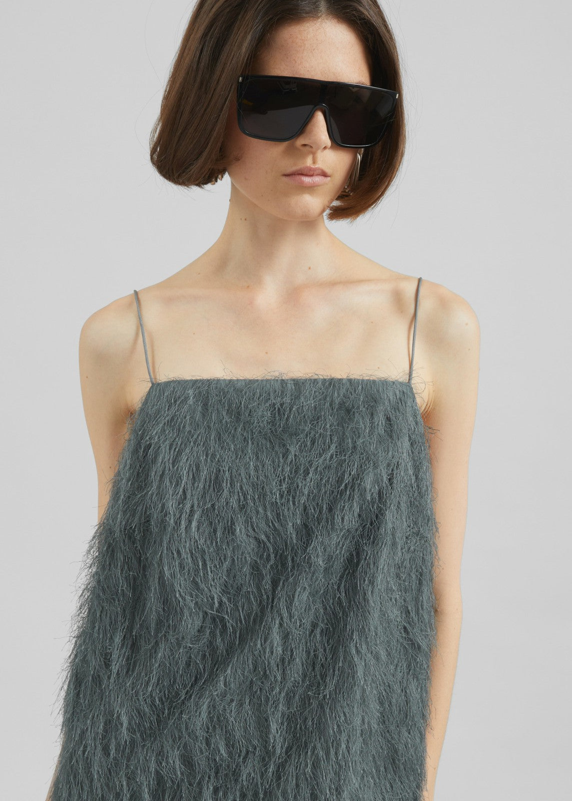 Biarritz Fringed Mini Dress - Storm Grey
